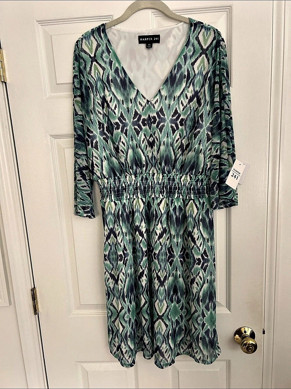 Harper 241 Geometric Dress in Green & Blue XL NWT